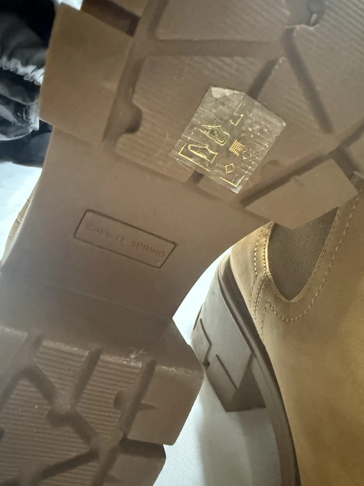 Call It Spring Boots Womens 11 Chelsea Ankle Booties Brown Suede Block Casual - Image 4 of 4