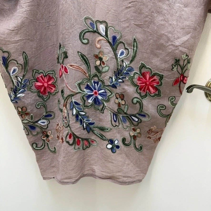 Plumero Kimono Moca Floral Bordado Talla Única Boho Festival Artístico Romántico Foto 4 de 4