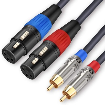 10 ft XLR Female to RCA Male Cable, 2 to 2, 4N OFC Wire, Amplifier, Mixer