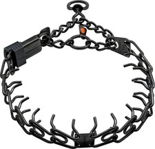 Herm Sprenger Black Stainless Steel Dog Collar with Short Links and Quick Rel...