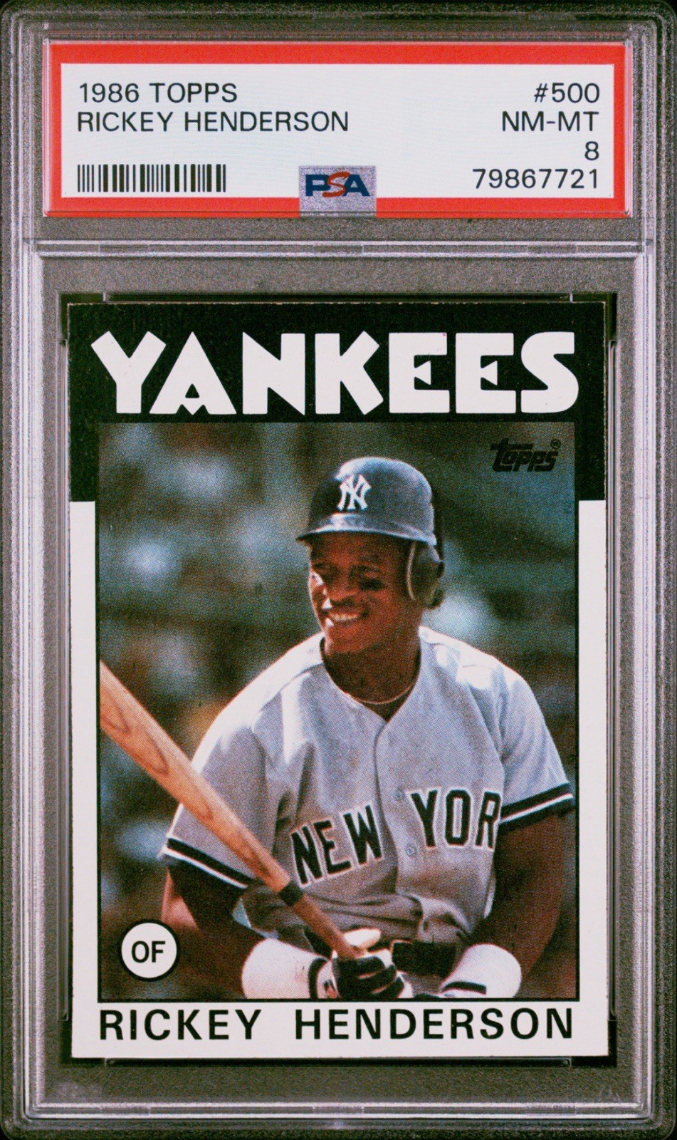 1986 Topps Rickey Henderson #500 PSA 8 NM-MT HOF New York Yankees