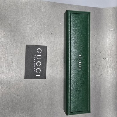Gucci Presentation Watch Box Case Green Faux Leather W/Manual Rectangle