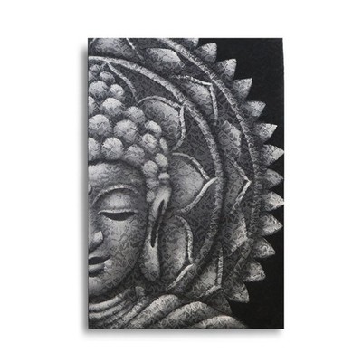 Leinwandbild Halbes Buddha-Mandala Grau 60 x 80 x 2 cm