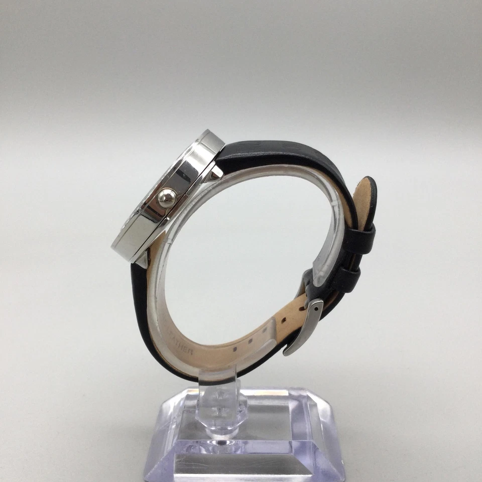 Reloj ELLE Mujer 40mm Doble Hora Tono Plata Pavimentado Cuero Batería Nueva Foto 3 de 4