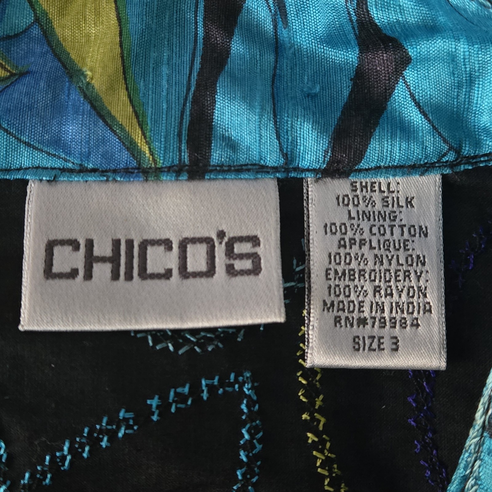 Chicos Blue Multicolor Wrap Jacket Plus Size 16 X… - image 7