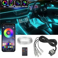 8M APP Car Interior LED Strip Lights Ambient Lighting RGB Neon Dash Glow Tube
