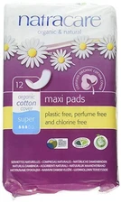 Natracare Maxi Pads Super with Organic Cotton Cover, 12 pads