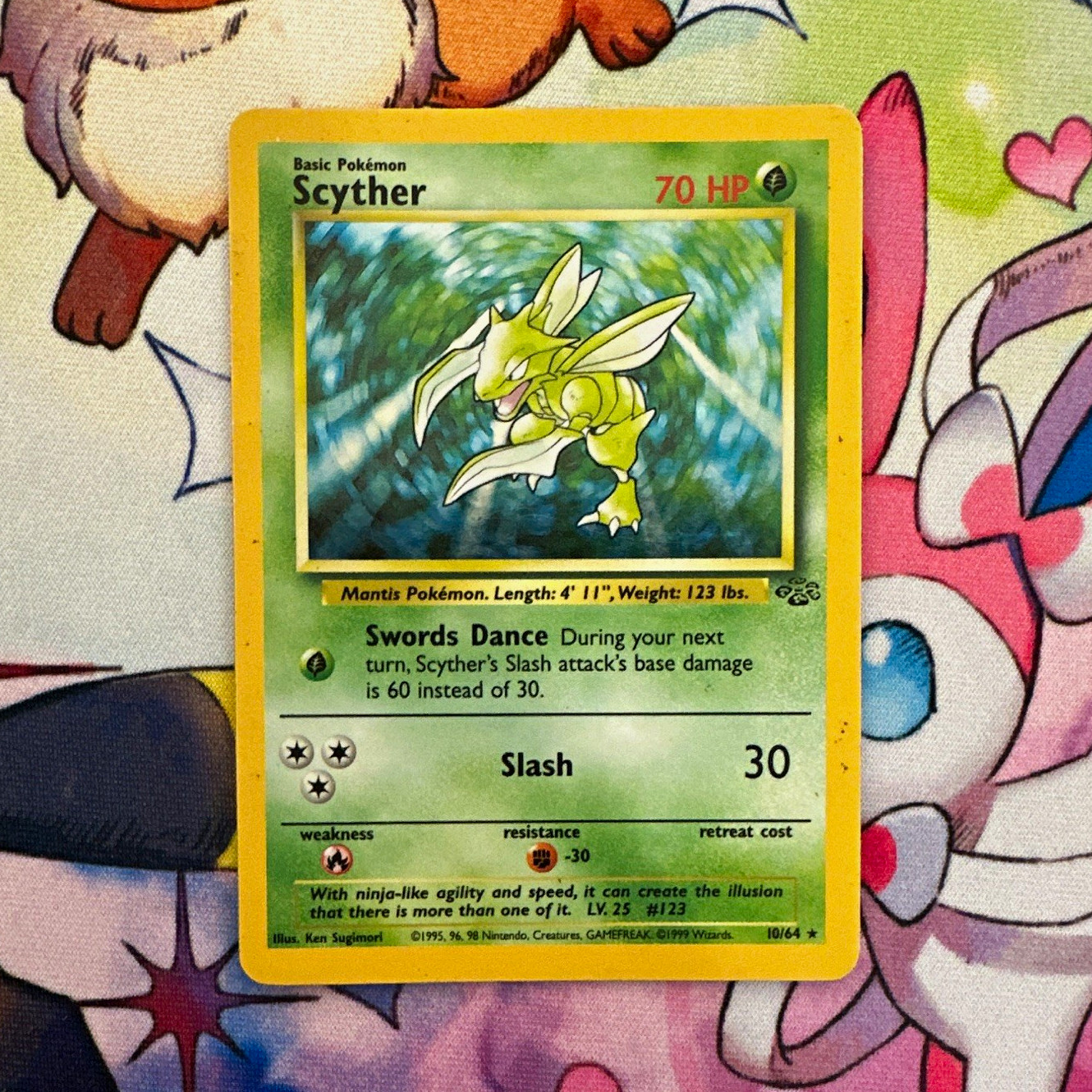 Wizards Pokemon TCG Scyther 10/64 Jungle Holo Rare EN 1999 70HP Unlimited