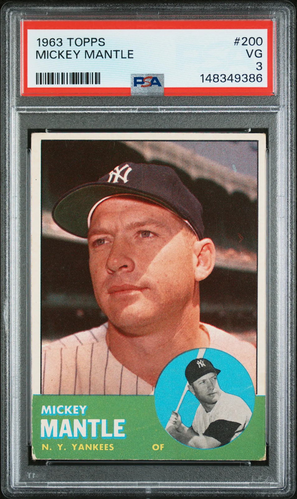1963 Topps #200 - Mickey Mantle PSA 3 VG view 1
