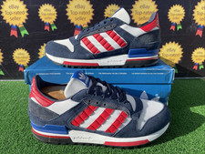 Adidas Originals ZX 600 Navy Suede, Strisce Rosse Maglia Bianca Scarpe da Ginnastica Uomo UK 9,5
