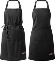 KochschüRze 100% Baumwolle Verstellbar Schwarz Mit GroßEn Taschen FüR Damen