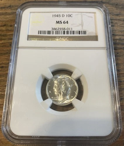 1945 D Mercury Dime NGC MS 64