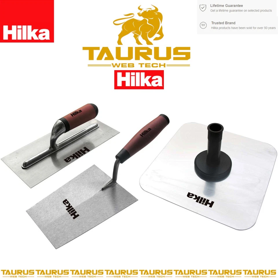 HILKA-TOOLS 3PC HILKA Soft Grip Plastering Set Hawk Finishing & Bucket Trowel Masonry Tools