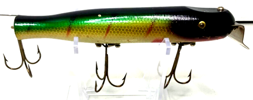 Lucky Strike Musky Pike Wood Fishing Lure Vintage Crank Bait 6” Long