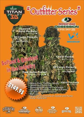 Titan 3D Leafy suit "Outfitter Series" in Mossy Oak Obsession, Greenleaf, DNA - Picture 9 of 14