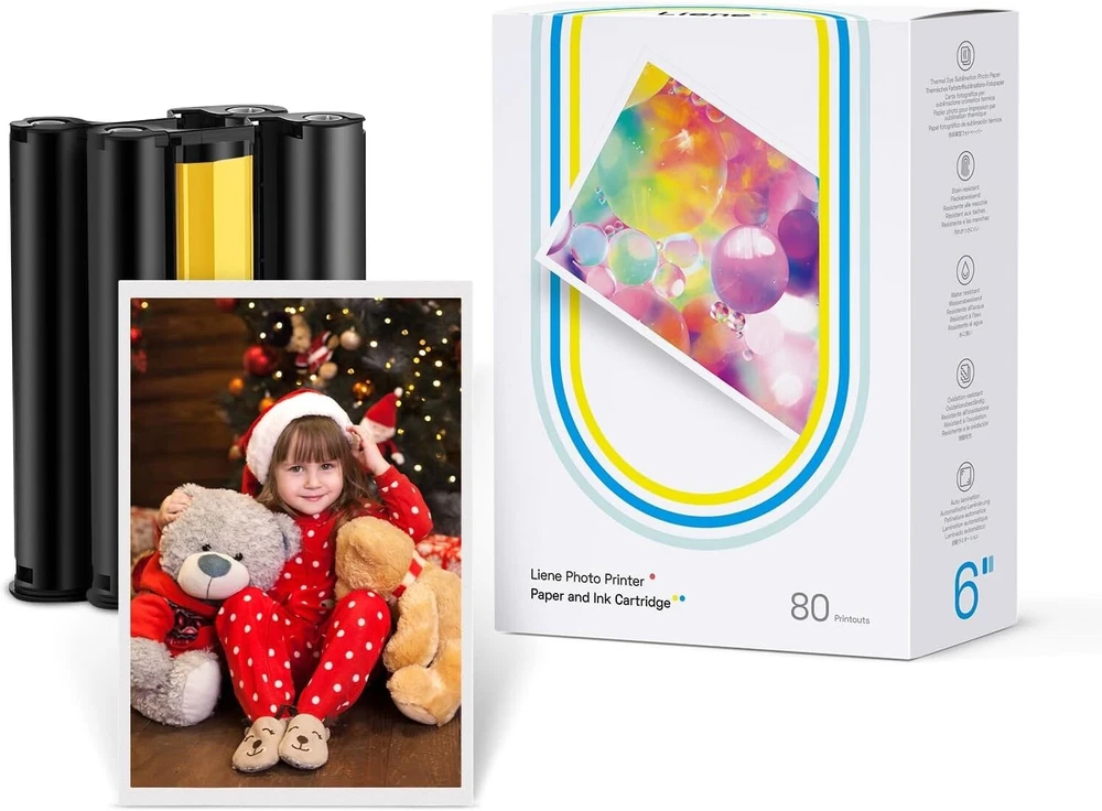 Photo Printer Paper & Cartridge, 2 Ink Cartridge Refill & 80 sheets photo pap...