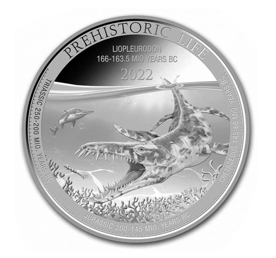 2022 CONGO D.R. 20F  1 OZ $2 PREHISTORIC LIFE - LIOPLEURODON - NGC MS69 - SILVER - Image 3 of 4