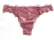 Victoria's Secret Thong Panty Dream Angels Dusk Mauve Corded Lace S M