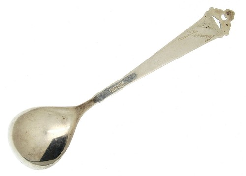 Vintage 830 Silver Norwegian Signed Nils Hansen Ornate Sugar/Cream Spoon - Picture 3 of 5