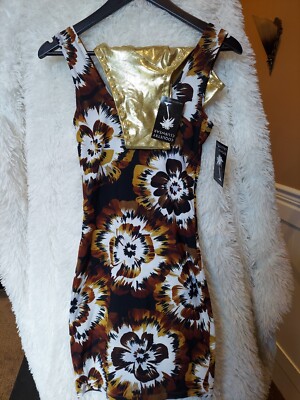 NWT Coquetry Floral GOLD Junior Petite Small 2-Piece Spandex - Main Image