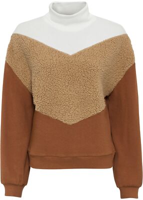Sweatshirt mit Teddyfell Gr. 40 Wollweiß Cappuccino Kastanienbraun Pullover Neu*