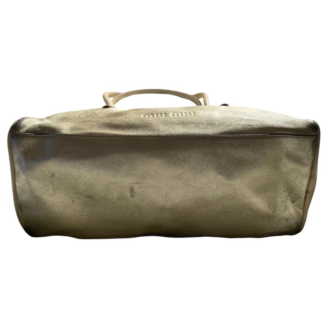 miu miu Archive Hand bag mini Boston bag Leather Gold 90s miu miu Archive Hand bag mini Boston bag Leather Gold 90s