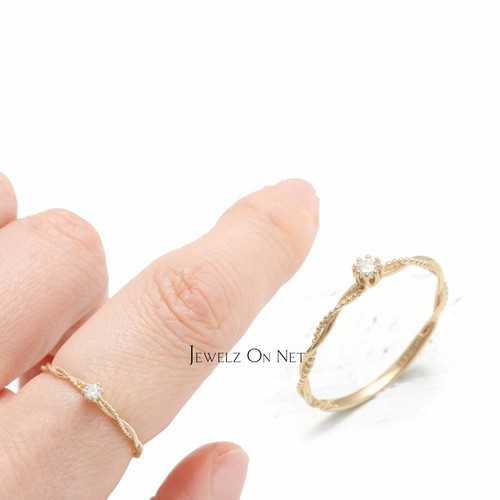 14K Gold 0,04 ct natürlicher Diamant einzigartiger Wickel-Ehering Ring Geburtstagsgeschenk - Bild 2 von 7