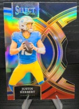 2023 Panini Select Justin Herbert Black Red Prizm Premier Die-Cut #52 Chargers