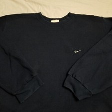 Vintage 90s Nike Navy Blue Crewneck Sweatshirt Made in USA Embroidered Logo 2XL