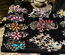 New Peacock Or Flower Design Bridal Rhinestone Jeweled Hair Clip Choose 1