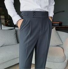 Dress Pants Men's Ninth Pants Straight Leg Business Casual Slim Fit Trousers