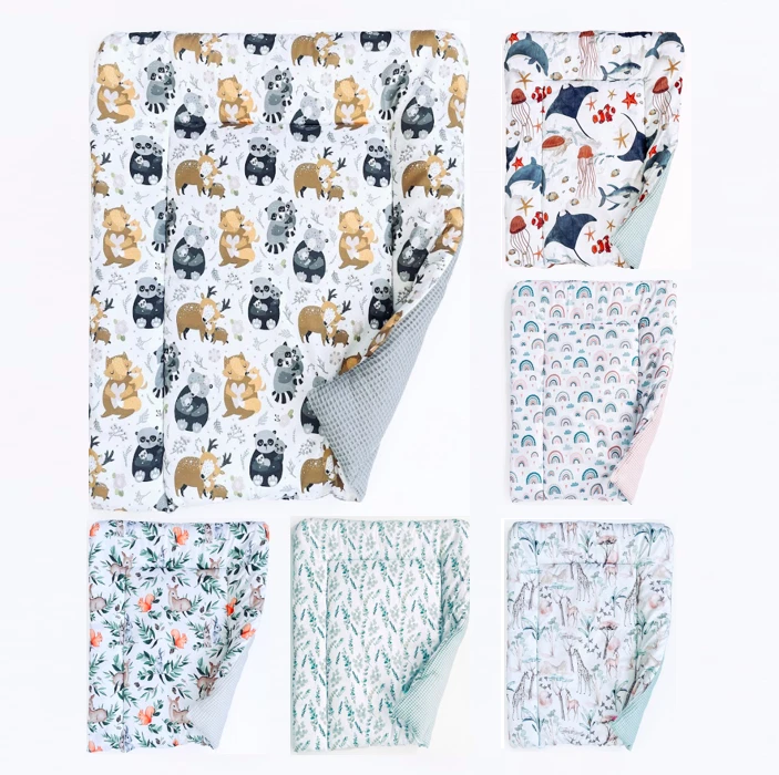 BABEES Wickelauflage Wickelunterlage Baby 70x50 cm 100% Baumwolle zweiseitig