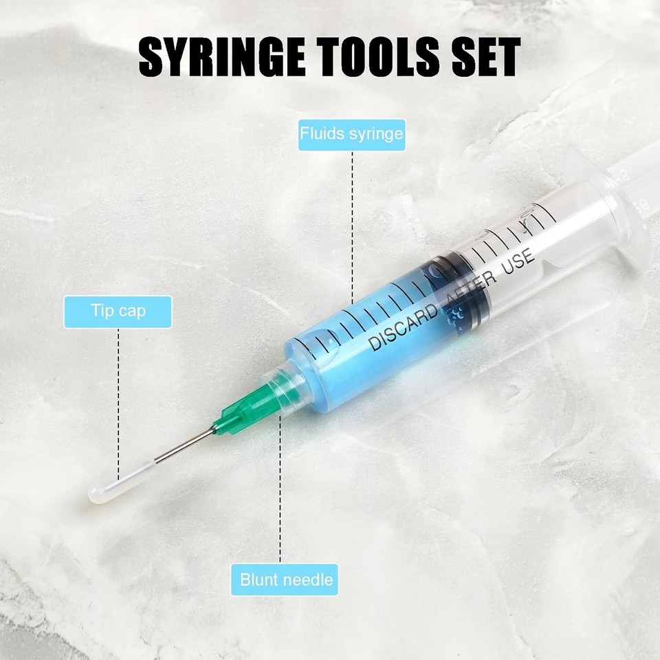 Glue Applicator Syringe with Blunt Tip Needle and Cap, for Liquid, Glue ...