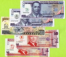 Philippines 50 100 500 Piso 2012(2013) P211A 213 213A 215 214B* UNC Replacement