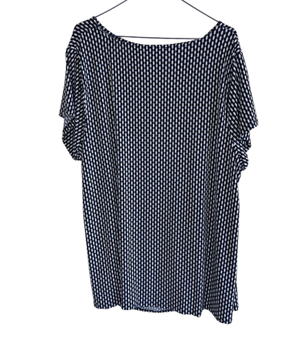 Top blusa donna Lane Bryant 22/24 3x blu navy bianco increspato drappeggiato carriera chic - Foto 2 di 7