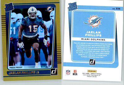 Jaelan Phillips 2021 Donruss Premium Stock #336 Dolphins RC Rookie
