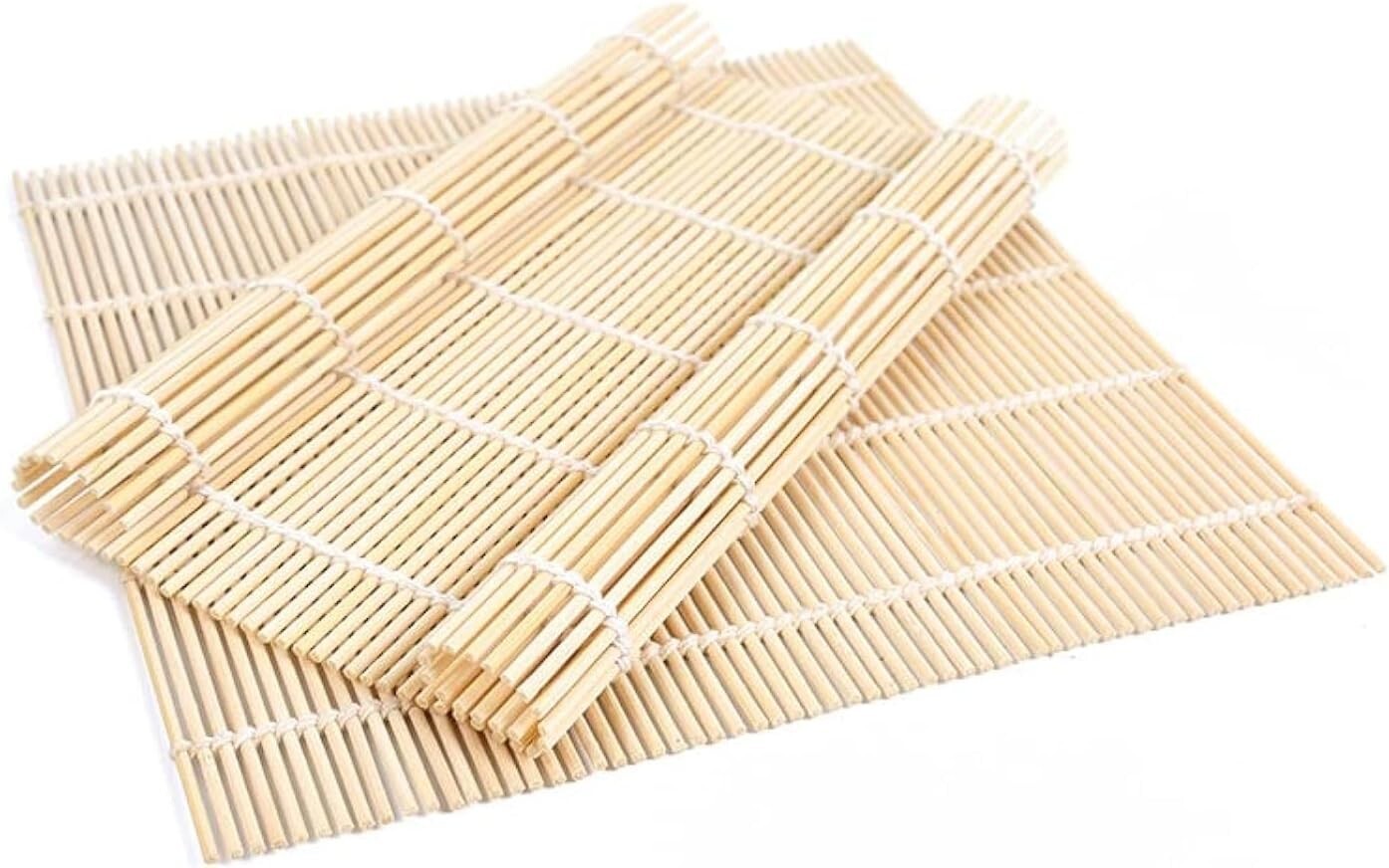 2-Pack Bamboo Sushi Rolling Mat Kit with Sushi Bazooka Maker 9.5x9.6 Inches