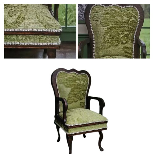 1/6 Scale Dolls House Miniatures Green Furniture Unfinished Single Sofa Vintage* - Picture 10 of 16