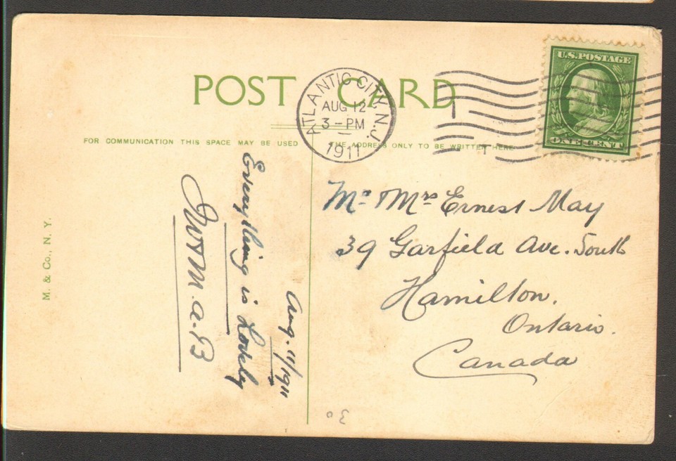 1911 Postmarked Postcard We are Keeping our own at Atlantic City New ...
