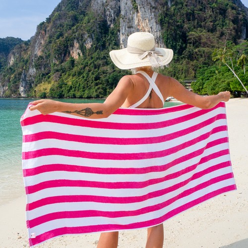 Paquetes de 4 toallas de playa Cabana - opciones de color a rayas - algodón 30 x 60 duraderas - Imagen 151 de 158