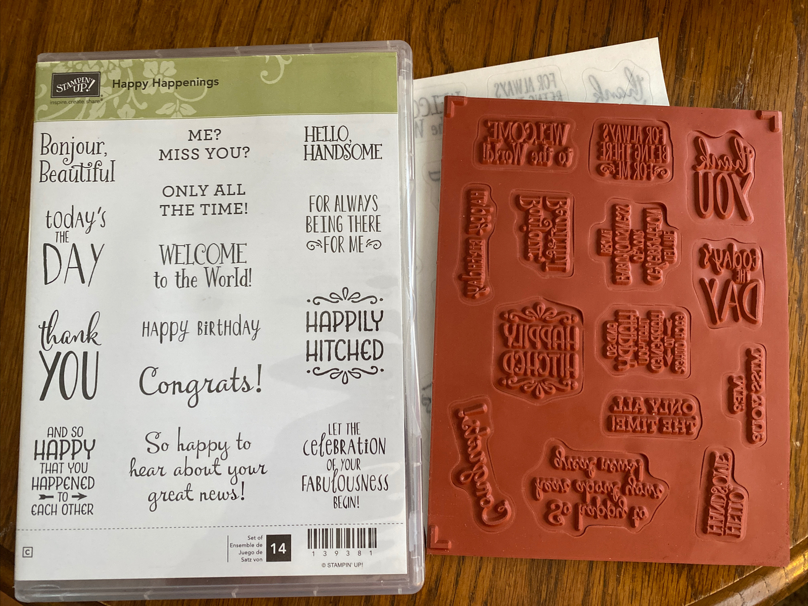 Stampin' Up! HAPPY HAPPENINGS Cling Stamps Set Phrases | eBay