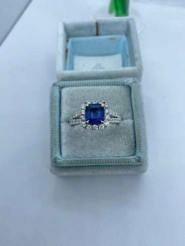 3 CT Emerald Cut Lab-Created Sapphire Engagement Ring 14K White Gold Plated - Afbeelding 3 van 8