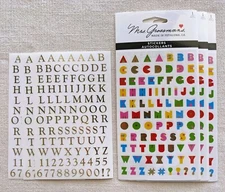 YOU PICK 3 NEW Sheets Mrs. Grossman's ALPHABET ABC Stickers Letter Gold Retro
