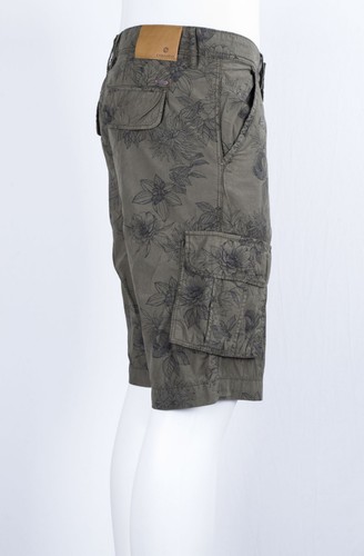 BERMUDA CENSURED CARGO COTONE SATIN STRETCH FANTASIA VERDE MILITARE - Foto 4 di 6