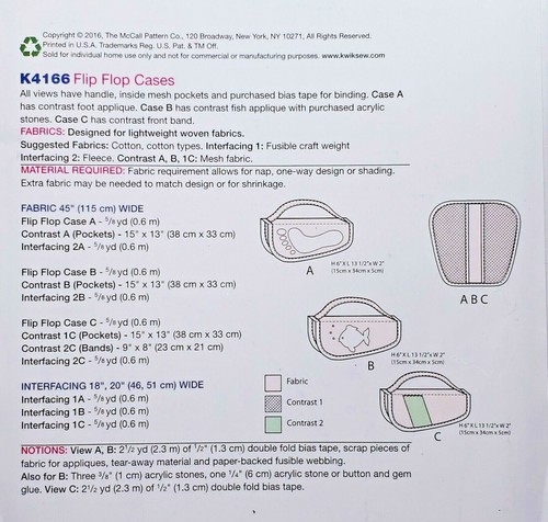 Kwik Sew K4166 Summer Beach Flip Flop Carrying Cases UNCUT Craft Sewing Pattern - Picture 2 of 4