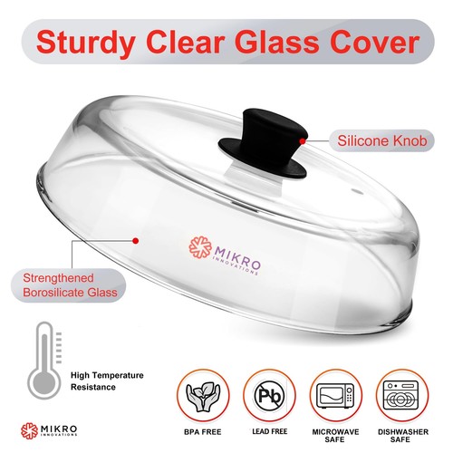 Glass Microwave splatter cover for food plate - Sturdy Borosilicate glass spl... - Picture 3 of 6