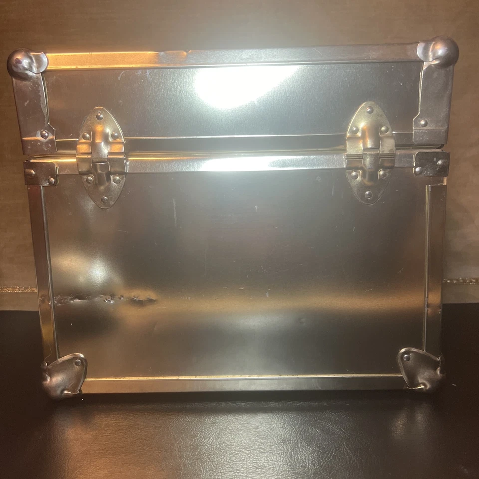 Vintage MCM Gold Metal Trunk Chest Storage Box Case Hollywood Regency Steampunk - Image 4 of 4