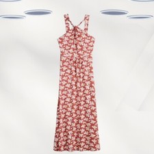 Ex Seasalt Women's Sleeveless Halter Neck Maxi Dress in Red Floral (Defect)