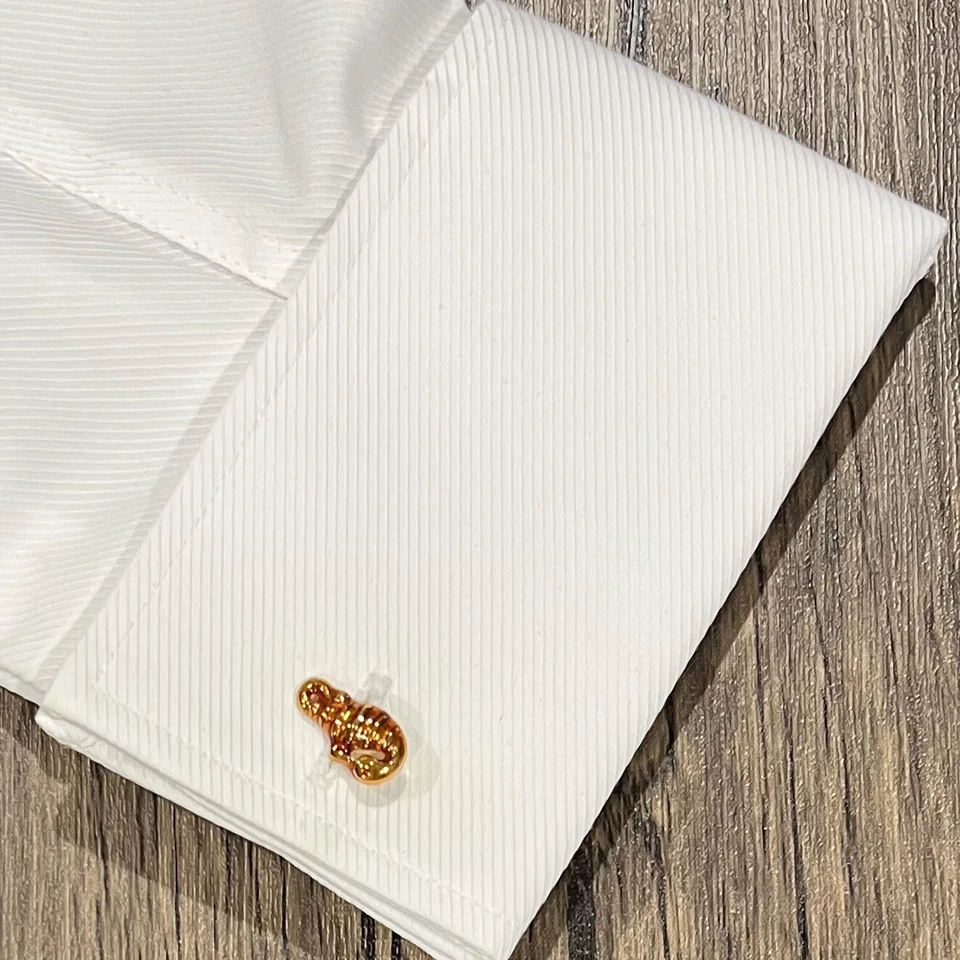 Gemelos de cadena cilíndrica de caballito de mar y piedra para hombre regalo de cumpleaños día del padre Foto 3 de 4