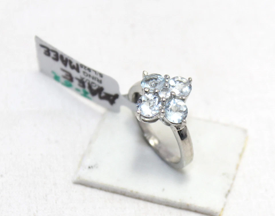 Ring 925 Sterling Silver Natural Aquamarine Gem Stone Filigree Women Gift F267 - Image 2 of 4